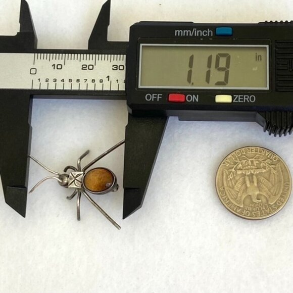 Sterling Silver 925 Oval Tigers Eye Cabochon Spider Critter Dainty Bug Brooch - Picture 15 of 16